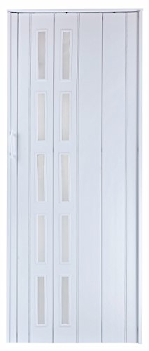 Falttür Schiebetür Tür weiss farben mit Riegel / Verriegelung Fenster blickdicht Höhe 201 cm Einbaubreite bis 94,5 cm Doppelwandprofil Neu