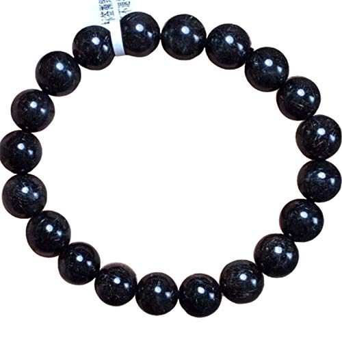 NOVOCE 9 mm natürliches schwarzes Kupfer-Titan, Rutilquarz, Kristall, runde Perlen, Damen und Herren, Armband AAAAA