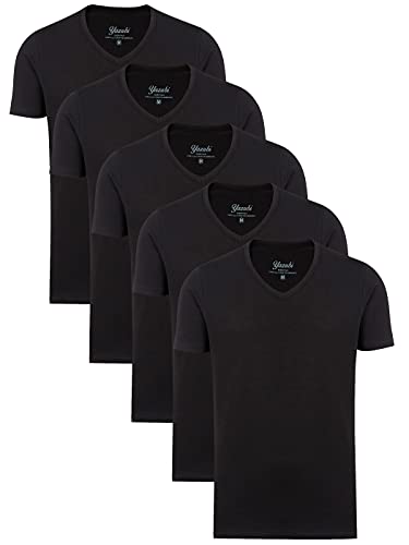 Yazubi 5-Pack T-Shirt Mythic Basic Tee V-Neck Herren Shirts Schwarz Unbedruckt