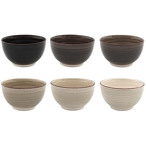 6 x Servierschalen-Set aus Keramik - Müslischalen Schalen Obstschalen Dessertschalen Suppenschalen Salatschalen (industriel)
