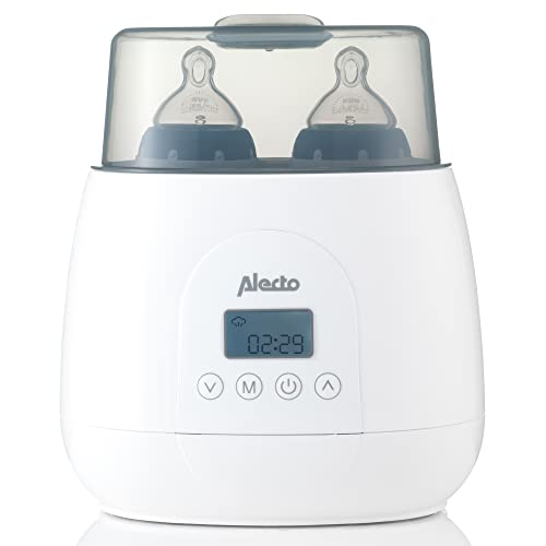Alecto BW700TWIN Flaschenwärmer Baby - Doppelter Flaschenwärmer - BPA Frei - Sterilisator - vorprogammierte Aufwärmzeiten - weiß