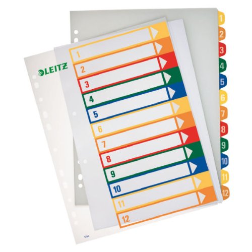 Leitz 12940000 PC-beschriftbares Plastik Register (Polypropylen, A4) mehrfarbig