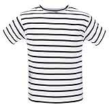 Bretonisches Shirt gestreift - T-Shirt mit Streifen und Rundhalsausschnitt (04) weiß / blau blau/weiß Gr. 164