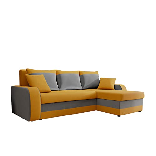 Mirjan24 Ecksofa Kristofer, Design Eckcouch, Couch mit Schlaffunktion, Zwei Bettkasten, Wohnlandschaft, Bettfunktion L-Form Sofa, Ottomane universell (Manila 32 + Manila 16)