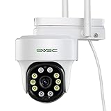 SV3C Überwachungskamera Aussen WLAN, 1080P PTZ Schwenkbar Außenkamera, WiFi IP Kamera Outdoor mit Flutlicht, Automatische Verfolgung, Vollfarb Nachtsicht, Bewegungserkennung, Zwei-Wege Audio, Onvif