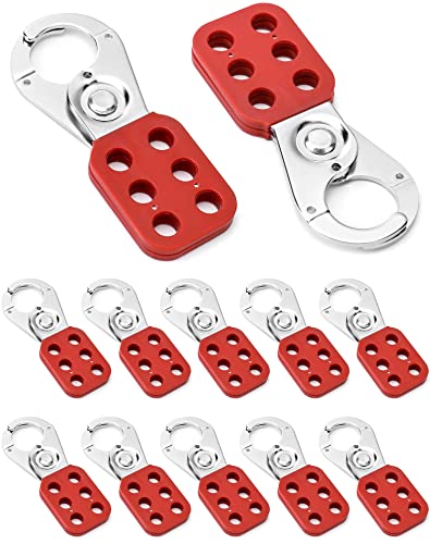 QWORK Lock Out Tag Out Hasp, 12 Stück manipulationssichere Edelstahl-Vorhängeschloss mit verlängerter Backe, rot