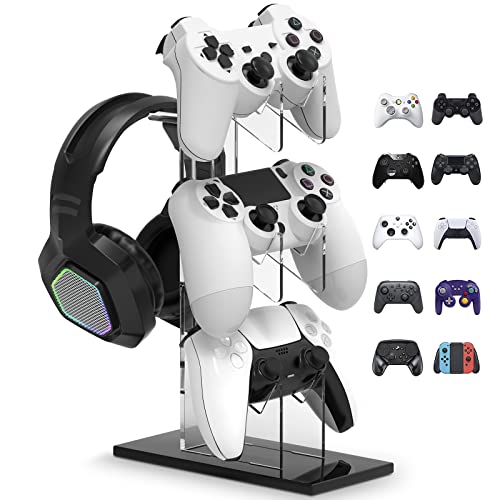 Wedorat Universal 3-Layer Controller Ständer und Kopfhörerständer Gaming Zubehör PS5 PS4, Controller Ständer Kopfhörerständer Gaming Zubehör schwarz