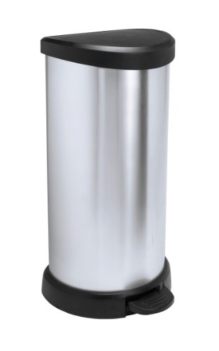 Curver 02150 "Metallic's" Abfallbehälter 40 Liter, metallic-silber