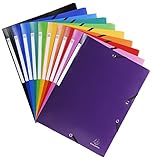 Exacompta 55810E Packung (mit 10 Sammelmappen aus PP mit 3 Klappen, Gummizug, blickdicht, ideal für Ihre Dokumente DIN A) 10 Stück farbig sortiert