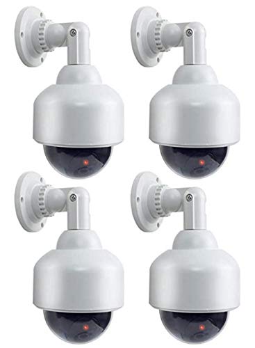 4X Kameras Dummy Dome Überwachungskameras Attrappe mit Objektiv Kabel mit blinkendem Licht wasserdicht für Innen Aussen hochwertig