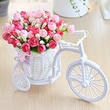 Fahrrad Blumen Korb, künstliche Blume Dreirad Desktop Store Showcase Kunststoff Weiß Fahrrad Blumen Korb für künstliche Pflanzen Home Dekoration