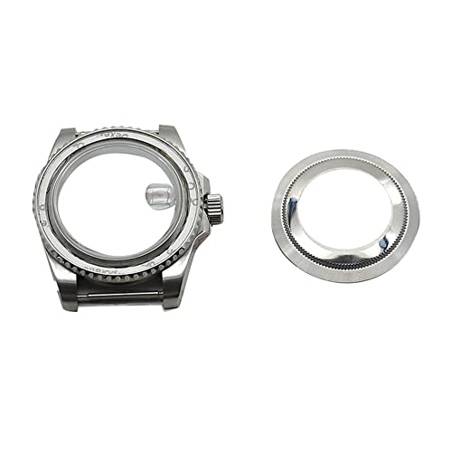 40 mm Edelstahl-Uhrengehäuse, Saphirglas-Teile, passend für Nh35A Nh36A Uhrwerk mit Datum, Rückseite aus massivem Stahl, C Silber, C
