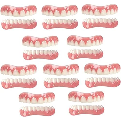 Zähne Prothese Wiederverwendbar Oben und Unten Lächeln Zähne Furniere Komfort Sofortige Kosmetische Veneers Zähne für Männer Frauen Zahnaufhellung Schlechte Zähne Abdecken,01,10PCS
