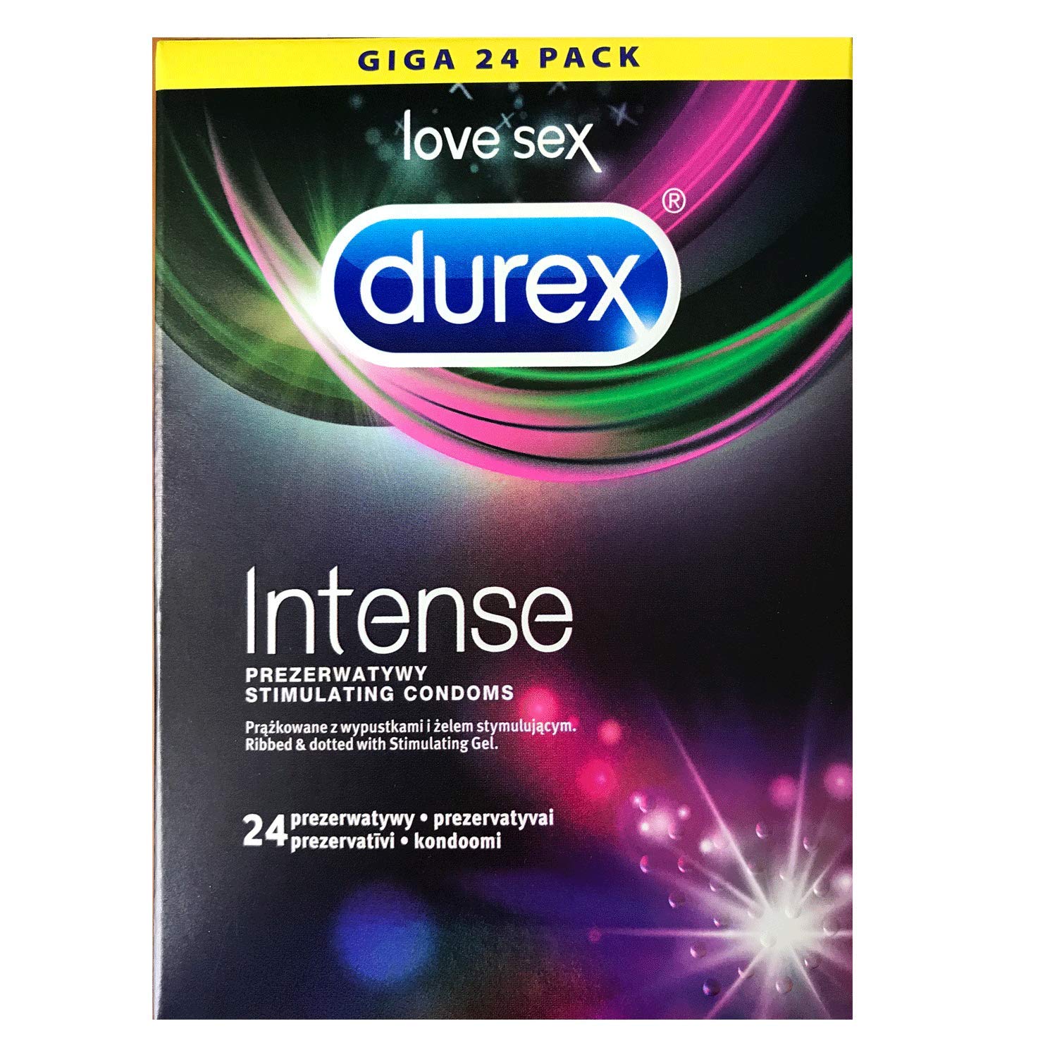 Durex Intense Kondome – Gerippte und genoppte Kondome mit Stimulationsgel für eine intensive Befriedigung der Frau (24)