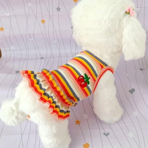 Hundekleidung Regenbogen-Hosenträgerrock Hundekleidung Kleid Super Hundekleidung Haustier-Outfits Niedlicher Sommer-Baumwolldruck (Color : Pink-03, Size : XXL)