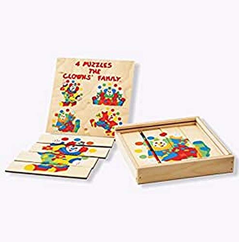 Dida - Einfache Puzzles - 4 Clowns, Set Von 4 Vereinfachten Puzzles Für Kleinkinder. Ideal Für Die Kinderkrippe, Die Vorschule Und Den Kindergarten