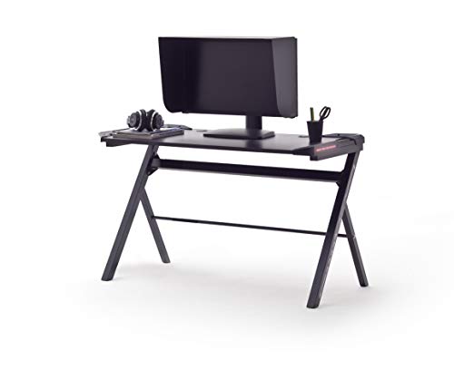 MC RACING Gaming Tisch mit LED Beleuchtung RGB Gaming Schreibtisch MDF Carbon Look, Basic 3