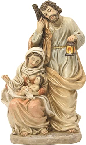 ÖLBAUM Heilige Familie-Maria, Jesukind und Josef mit Stab, GEBEIZT HELL, im Krippenblock, saubere Lösung unter jedem Weihnachtsbaum