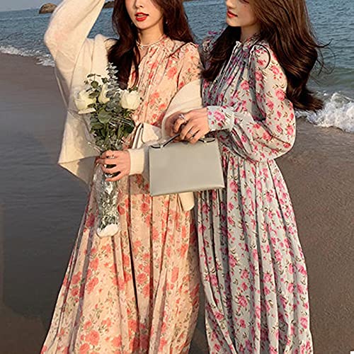 ZYONG 2021 Sommer Französisch Vintage Elegantes Kleid Frauen Casual Süßes Floral Midi Kleid Weibliche Koreanische Art Party Kleid Damen Kawaii