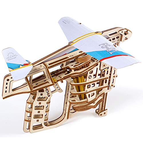 UGEARS Flugzeug-Starterrampe 3D Modellbausatz - Modellbaukästen für Erwachsene Jugendliche - Lasergeschnittener 3D Puzzle Holzbausatz Kreatives 3D Holzpuzzle Erwachsene Modellbau Set ohne Klebstoff