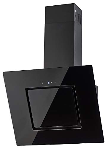 Wandhaube Schwarz | 60cm | Schwarzer Glasschirm | Randabsaugung | Touch Control & LED Beleuchtung | Abluft- und Umluftgeeignet