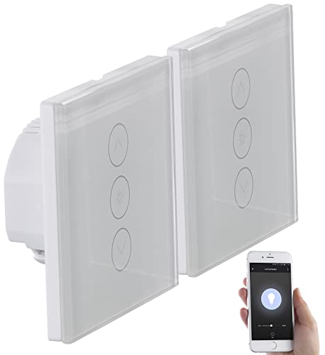 Luminea Home Control 2er-Set Touch-Lichtschalter & Dimmer, für Alexa & Google Assistant