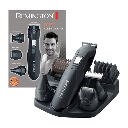 Remington Personal Groomer Edge PG6030, Stylingset für Gesichts- und Körperhaare, 4 abnehmbare Aufsteckköpfe, schwarz