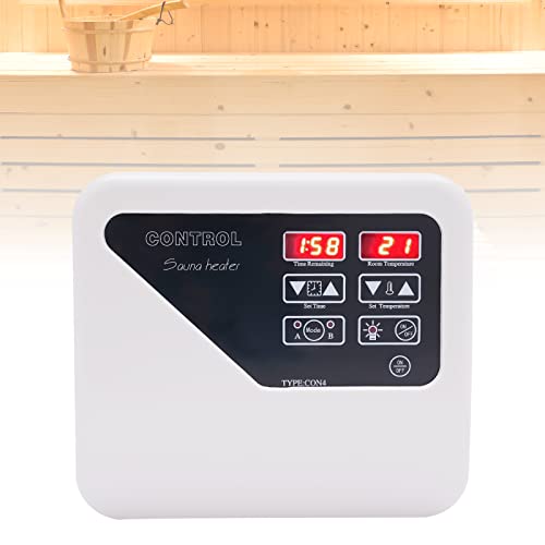 WindWilder 3-9KW Sauna Digital Controller LED-Anzeige Für SaunaofenNormale Heizung Weiß 40-105℃ Saunasteuerung Steuergerät Sauna Externer Controller für Heimsauna, kommerzielle Anlässe