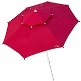 Aktive 53849 Gartenschirm, großer Sonnenschirm, Ø 280 cm, achteckig, Mast 28-32 cm, mit Belüftungsdach, UV35 Schutz, Rot