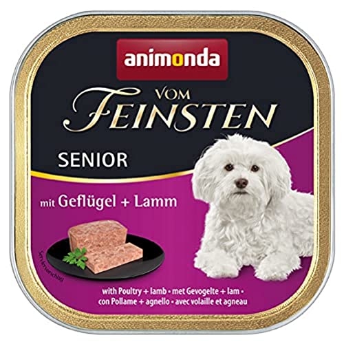 animonda Vom Feinsten Senior Hundefutter, Nassfutter für ältere Hunde ab 7 Jahren, mit Geflügel + Lamm, 22 x 150 g