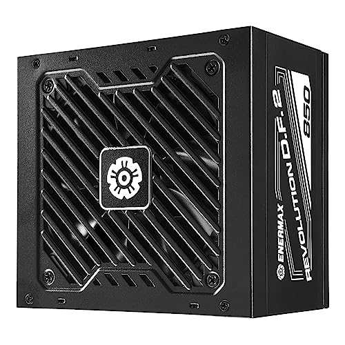 ENERMAX Revolution D.F. 2 ATX Compact Gaming&Streaming PC Netzteil 850W 80Plus Gold (Semi-Modular, Flachbandkabel, Semi-Fanless), ERS850EWT, schwarz