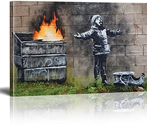 MJEDC Banksy Bilder Leinwand Seasons Greeting Graffiti Street Art Leinwandbild Fertig Auf Keilrahmen Kunstdrucke Wohnzimmer Wanddekoration Deko XXL 30x40cm