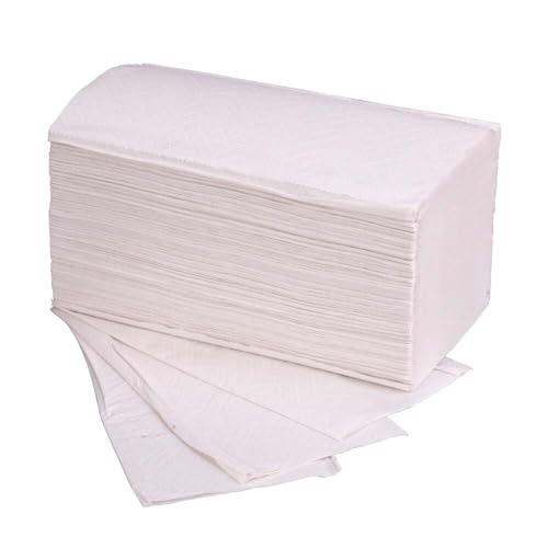 3600x Einmalhandtücher, Papier, 2-lagig, Weiß, 25 x 23 cm, ZickZack-Falzung