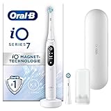 Oral-B iO Series 7 Elektrische Zahnbürste/Electric Toothbrush, 2 Aufsteckbürsten, 5 Putzmodi für Zahnpflege, Display & Reiseetui, Designed by Braun, white alabaster