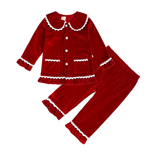 Mädchen Winter Kleid für Kleinkind Baby Rock Langarm Outfits Weihnachten Homewear (EIN,5-6T)
