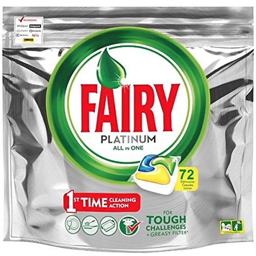 Fairy Platinum - Spülmaschinentabs All-In-One 72 Kapseln Zitrone Lemon Geschirrspültabs, Geschirrspülmittel Tabs in Sparpack