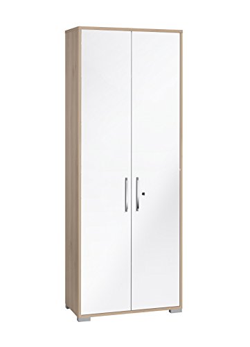 MAJA Möbel System Sets Aktenregal, Holzwerkstoff, Edelbuche-Weiß Hochglanz, 80,0X 214,4 x 40,0 cm
