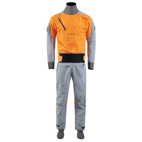 Herren Kajak Dry Suits Dreilagiges Material Latex Manschette und Kragen Kajak Schwimmen Surfen Paddeln Orange XL