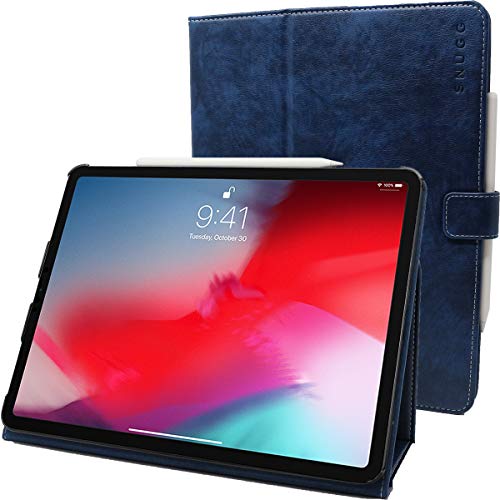 Snugg iPad Pro 11 Hülle, Leder iPad Pro 11 2018 Schutz Klapphülle Case Cover Ständer für Apple iPad Pro 11 2018 (Funktioniert mit Apple Pencil) Flussblau