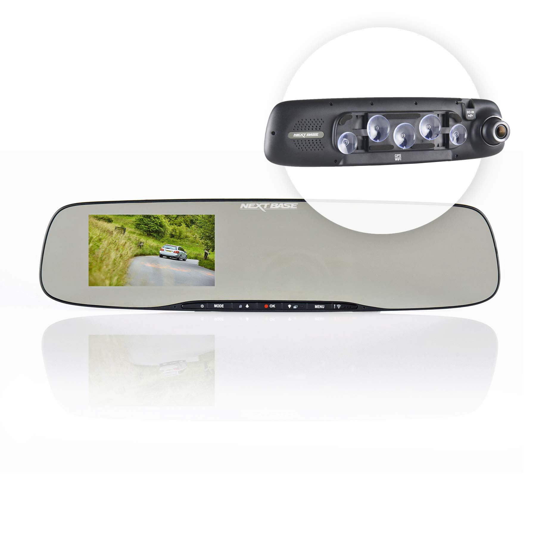 Nextbase Mirror – Full HD 1080p Rückspiegel Dashcam Überwachungskamera & Spiegel Auto-Kamera mit GPS, DVR, WiFi & erweiterter Nachtsicht – KFZ Frontkamera zur Überwachung (Schwarz)