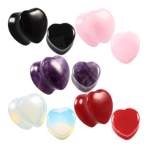 CBLdf 5 Pairs Stone Ohr Tunnels Plugs (6-16mm) Heart Shaped -Plugs Stretcher Expander Tunnels Ohr Gauges Piercing Jewelry (Size : 16mm)