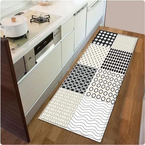 REIWAN Moderne Geometrische Muster-Küchenmatte, Schlafzimmer-Eingangs-Fußmatte, Wohnzimmer-Dekor-Teppich, Balkon Badezimmer Anti-Rutsch-Fußmatte