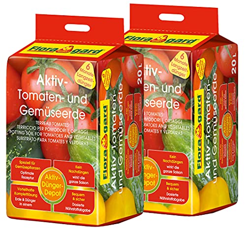 Floragard Aktiv Tomaten & Gemüseerde mit Guano und Langzeitdünger, 80L (4x20L)