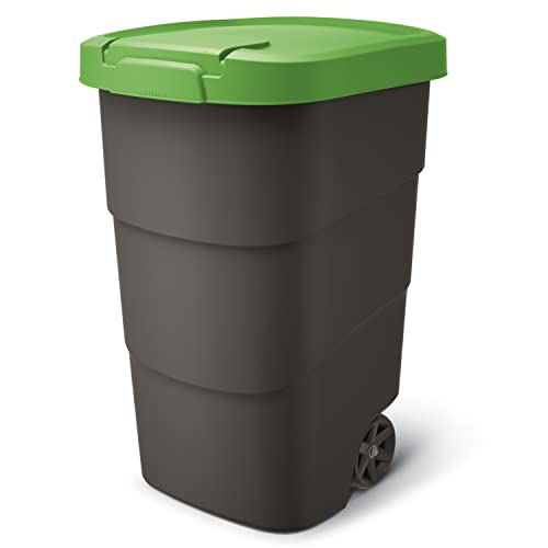 Prosperplast Wheeler 95L Müllbehälter mit Rädern und Deckel Mülltonne Müllgroßbehälter Großmülltonne Universaltonne Kunststoff (Grün)