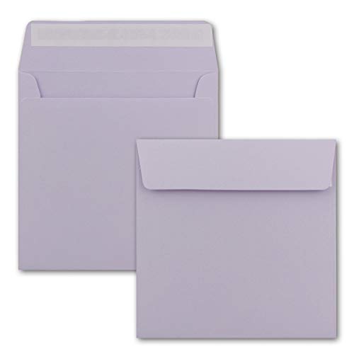 75 x Kuverts in Lila (Violett) - quadratische Brief-Umschläge - 15,5 x 15,5 cm - Haftklebung - matte Oberfläche - formstabile Post-Umschläge