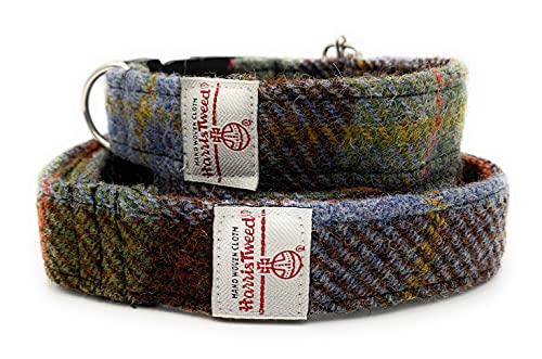 Harris Tweed Hundehalsband und Leine, handgefertigt, Macleod Tartan (L)