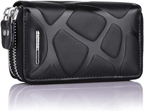 RWCCCRW Multifunktionstasche für Männer und Frauen, 4 Farben, Kalbsleder, Doppelreißverschluss, Schlüsselanhänger, Autoschlüsselkarten-Geldbörse (Farbe: B, Größe: 12,5 cm x 7,5 cm x 4,2 cm)