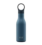 Joseph Joseph Loop - Vakuumisolierte auslaufsichere Thermo-Trinkflasche 500 ml, doppelwandig, für Heiß- und Kaltgetränke - Blau