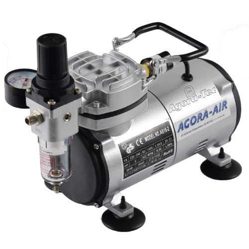 Agora-Tec® Airbrush Compressor AT-AC-02, Kompressor für Airbrushanwendungen mit 4 bar und 20l/min, inkl. Kondenswasserfilter und Druckregler