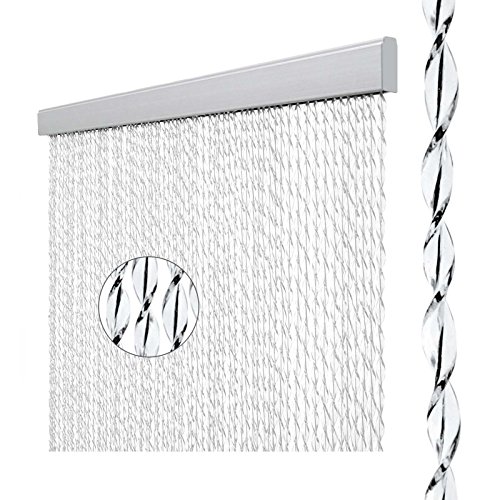 Arisol Türvorhang Fadenvorhang Camper Vorhang | 100% PVC | 60 x 190 cm | transparent/weiß/schwarz